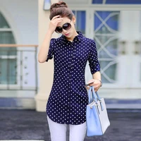 New Fashion Print Blouses Women Long Style Shirts 2018 Cotton Ladies Tops Long Sleeve Blusas Femininas Plus Size Women Clothing image