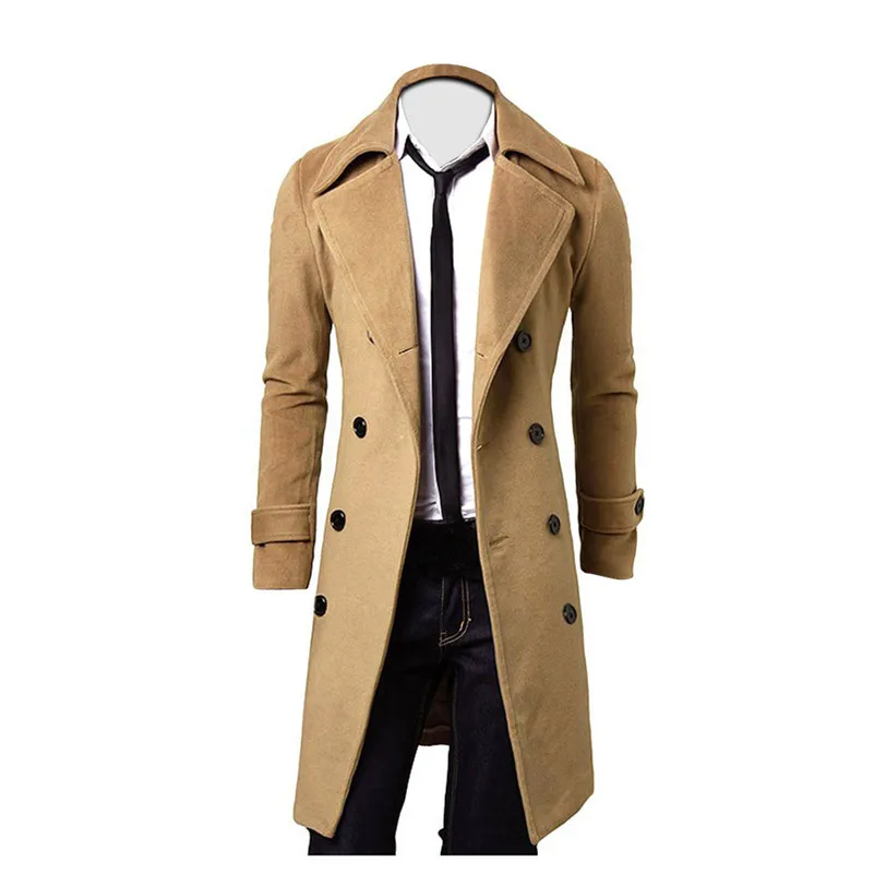 Зимний мужской тонкий стильный Тренч двубортная длинная куртка парка chaqueta casaco