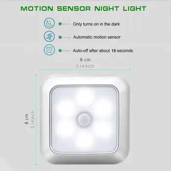 Square 6 LED Human Body Induction Night Light Bed Intelligent Light Contorl For Baby Room Bedroom Corridor Lamp decoration
Square 6 LED Human Body Induction Night Light Bed Intelligent Light Contorl For Baby Room Bedroom Corridor Lamp decoration