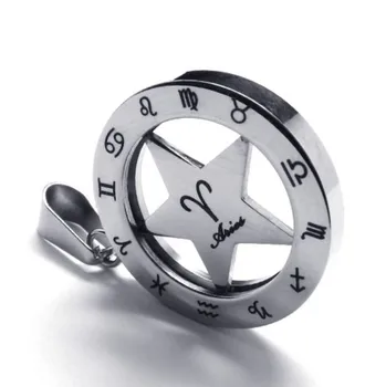 Vintage 316L Stainless Steel 25MM Round Circle Star 12 Zodiac Aries Pendant necklace Jewelry with bead chains
Vintage 316L Stainless Steel 25MM Round Circle Star 12 Zodiac Aries Pendant necklace Jewelry with bead chains
