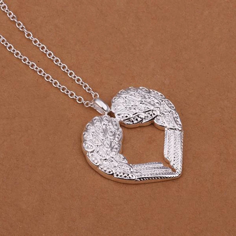 Girls Simple Fashion Silver Color Jewelry Women Angel Heart Wings Pendant Necklace Ladies Individuality Chic Hollow Necklace
Girls Simple Fashion Silver Color Jewelry Women Angel Heart Wings Pendant Necklace Ladies Individuality Chic Hollow Necklace