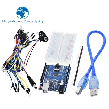 TZT Starter Kit for arduino Uno R3 - Bundle of 5 Items: Uno R3, Breadboard, Jumper Wires, USB Cable and 9V Battery Connector
TZT Starter Kit for arduino Uno R3 - Bundle of 5 Items: Uno R3, Breadboard, Jumper Wires, USB Cable and 9V Battery Connector