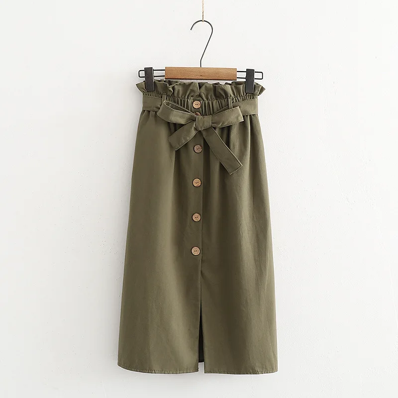 Army Green Fashion Girls Skirts Female Autumn Thin Casual Office Lady Bowknot A Line Korean High Waist Cotton Cute Slit Skirt
Army Green Fashion Girls Skirts Female Autumn Thin Casual Office Lady Bowknot A Line Korean High Waist Cotton Cute Slit Skirt