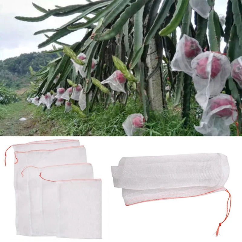 50pcs Garden Plants Fruit Protection Bag Anti Bird Netting Drawstring Net Mesh Bag for Garden 4 sizes