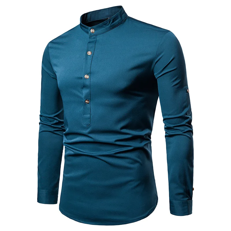 Classical Vintage Henry Collar Shirt Men Long Sleeve Solid Pullover Blouse Man Casual Slim Fit Social Shirt Male White Khaki Red
Classical Vintage Henry Collar Shirt Men Long Sleeve Solid Pullover Blouse Man Casual Slim Fit Social Shirt Male White Khaki Red