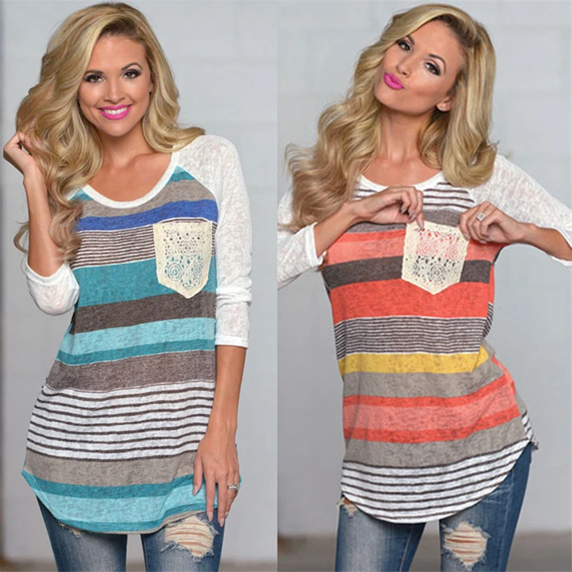 Striped Lace Crochet Women Blouses Loose Size Autumn Knitted Pockets Shirts Long Sleeves Asymmetrical Patchwork Pullovers
Striped Lace Crochet Women Blouses Loose Size Autumn Knitted Pockets Shirts Long Sleeves Asymmetrical Patchwork Pullovers