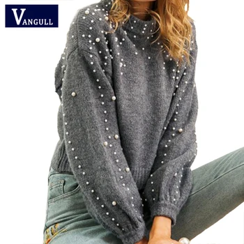 Vangull 2019 Autumn Winter Women Pearl Turtleneck knitted Sweater Lantern Sleeve Loose Pullovers Female Soft warm Casual Jumper
Vangull 2019 Autumn Winter Women Pearl Turtleneck knitted Sweater Lantern Sleeve Loose Pullovers Female Soft warm Casual Jumper