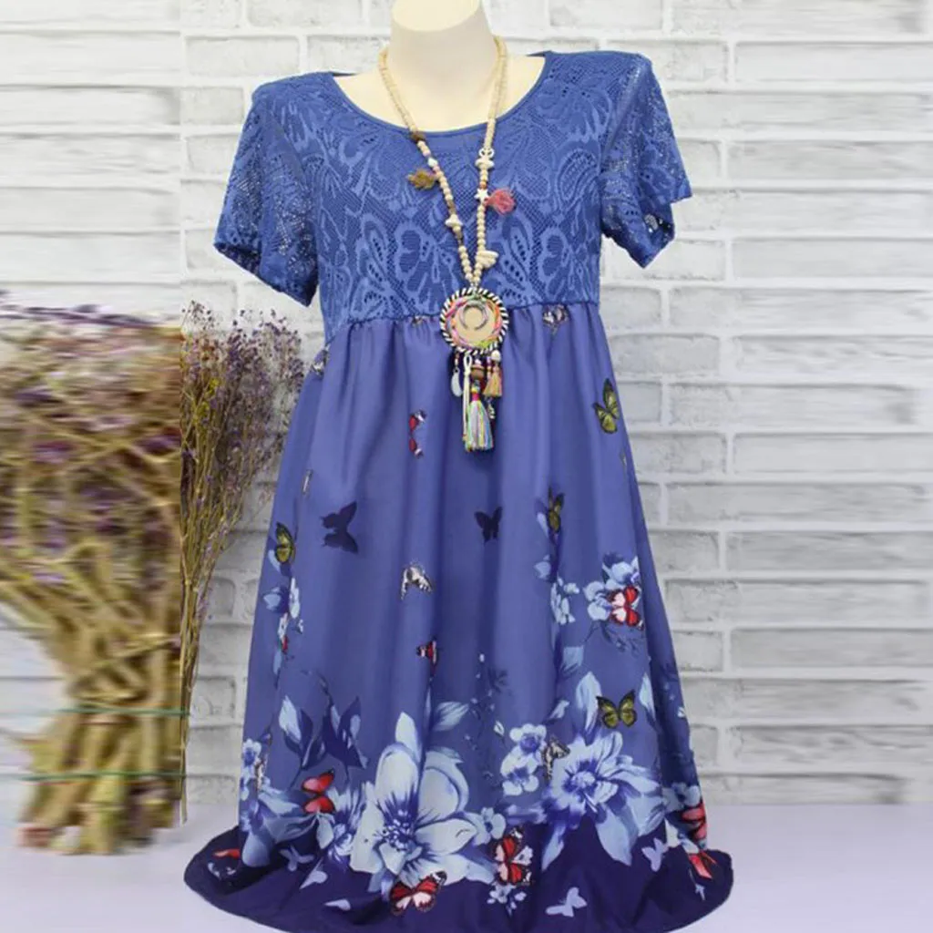 Women Summer Dress Sundress Casual Short Sleeve Lace Flroal Printed Above Knee Length Summer Vintage Dress 2019 Vestidos Mujer
Women Summer Dress Sundress Casual Short Sleeve Lace Flroal Printed Above Knee Length Summer Vintage Dress 2019 Vestidos Mujer