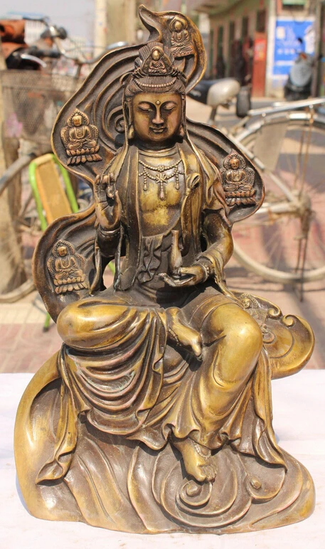 004705 16" Chinese Buddhism Bronze Kwan-yin Guan Yin Goddess Hold Vase Buddha Statue
004705 16" Chinese Buddhism Bronze Kwan-yin Guan Yin Goddess Hold Vase Buddha Statue