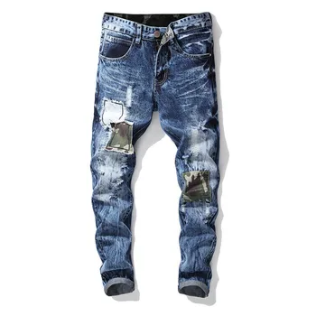 2019 New Men's Straight Slim Hole jeans Explosions tie Flower patch Men's Denim pants More Size 28-36 38 40 42
2019 New Men's Straight Slim Hole jeans Explosions tie Flower patch Men's Denim pants More Size 28-36 38 40 42