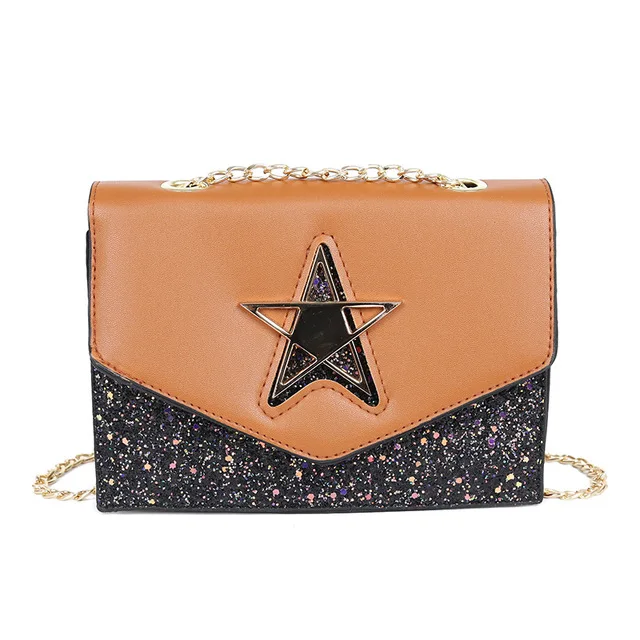 2019 Hot Sale Rushed Bolsas Feminina Women Panelled Bling Color Shoulder Bag Pentagram Metal Decoration Crossbody Chain Small
2019 Hot Sale Rushed Bolsas Feminina Women Panelled Bling Color Shoulder Bag Pentagram Metal Decoration Crossbody Chain Small