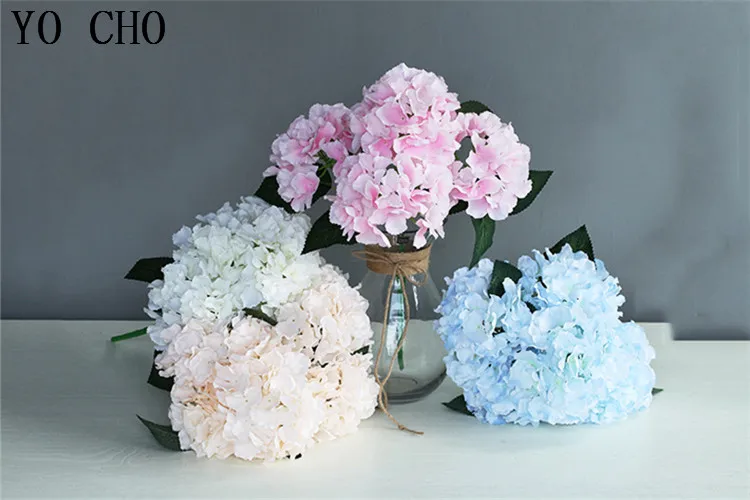 real touch high quality Artificial Flower Hydrangea 5 Heads Peony Bridal Bouquet Silk Flower For wedding Valentine's Day Party home DIY Decoration