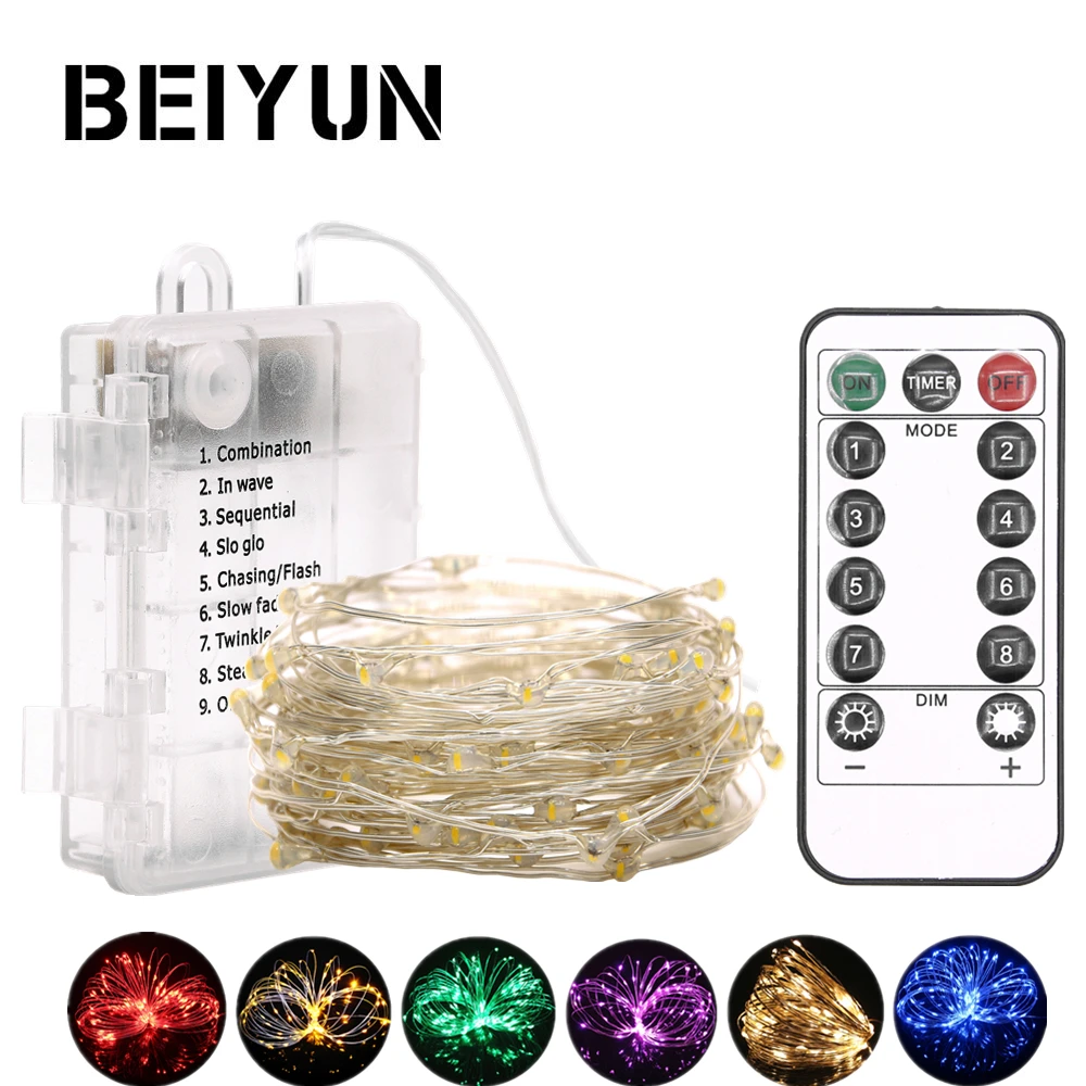 10M 5M LED String Lights Waterproof Silver Wire Battery Operated Fairy Light with Remote For Holiday Christmas Decoration | Лампы и