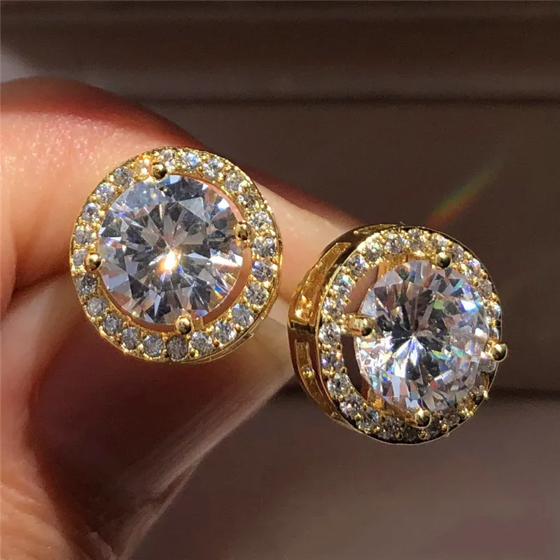 Luxury Crystal Female Ladies Round Stud Earrings Vintage Yellow Gold Wedding Jewelry White Zircon Stone Earrings For Women
Luxury Crystal Female Ladies Round Stud Earrings Vintage Yellow Gold Wedding Jewelry White Zircon Stone Earrings For Women