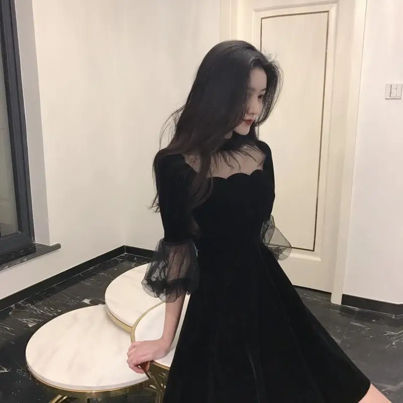 Women's Clothing Summer New Korea Chic Solid Black Ladies mash patchwork O-neck Half Pull Sleeve Empire Vintage Fashion Dresses
Women's Clothing Summer New Korea Chic Solid Black Ladies mash patchwork O-neck Half Pull Sleeve Empire Vintage Fashion Dresses