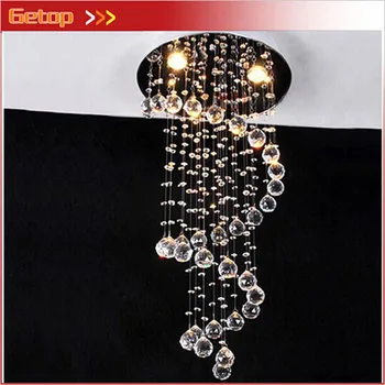 

ZX Modern Crystal LED Pendant Lamp Loft Double Spiral Staircase Droplight Luxury Hall Villa Living Room Chandelier Crystal Lamp