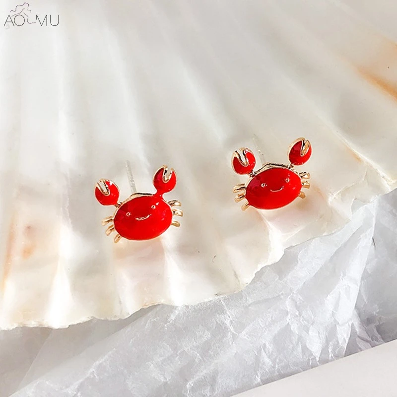 AOMU S925 Sterling Silver Cute Red Small Crab Geometric Animal Alloy Stud Earrings for Student Girl Party Jewelry
AOMU S925 Sterling Silver Cute Red Small Crab Geometric Animal Alloy Stud Earrings for Student Girl Party Jewelry