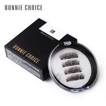 BONNIE CHOICE Magnetic Eyelashes with 3 Magnet False Eyelashes Handmade 3D Eye Lashes 4Pcs/2Pcs Eye Makeup Kit