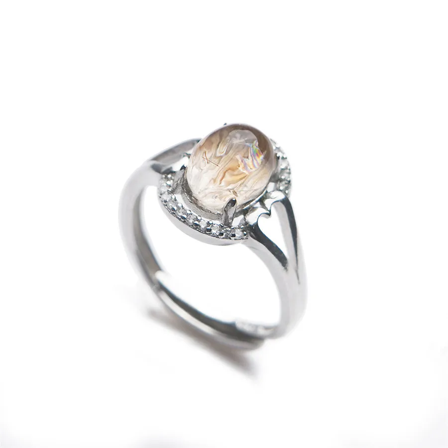 Genuine Natural Titanium Rutilated Quartz Round Bead Women Adjustable Ring 9*7mm
Genuine Natural Titanium Rutilated Quartz Round Bead Women Adjustable Ring 9*7mm
