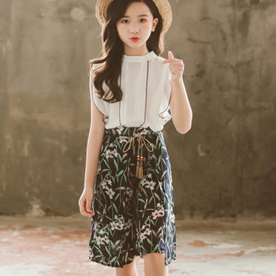 Clothes For Girls Solid Vest + Floral Pants 2PCS Summer Girl Set Casual Teenage Costume Child 6 8 10 12 13 14 Year
Clothes For Girls Solid Vest + Floral Pants 2PCS Summer Girl Set Casual Teenage Costume Child 6 8 10 12 13 14 Year