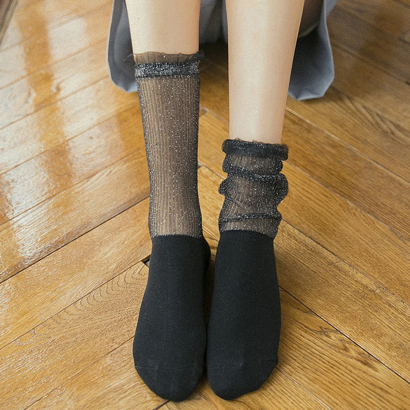 Summer Fashion Socks Women Glitter Solid Funny Socks Long Transparent Mesh Cotton Lady Cute Woman Socks Sexy Harajuku Cool Socks
Summer Fashion Socks Women Glitter Solid Funny Socks Long Transparent Mesh Cotton Lady Cute Woman Socks Sexy Harajuku Cool Socks