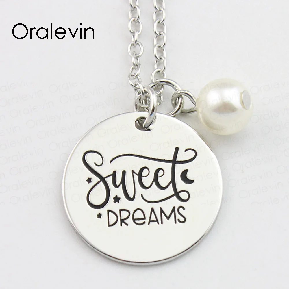 SWEET DREAMS Inspirational Stamped Hand Engraved Accessories Custom Pendant Necklace for women Gift Jewelry,10Pcs/Lot, #LN885
SWEET DREAMS Inspirational Stamped Hand Engraved Accessories Custom Pendant Necklace for women Gift Jewelry,10Pcs/Lot, #LN885