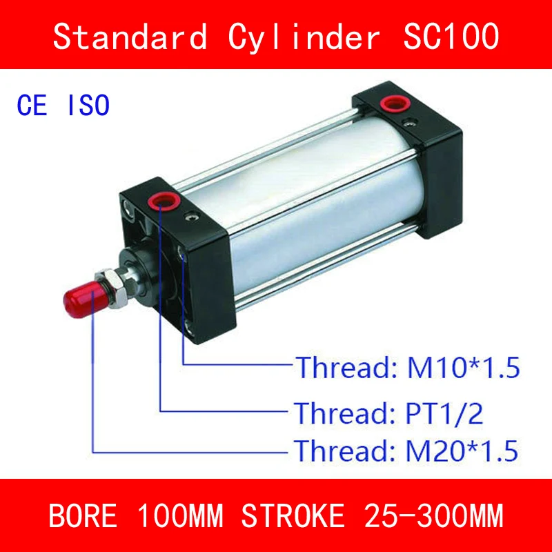 CE ISO SC100 Air Mini Cylinder Valve Magnet Bore 100mm Strock 25mm to 300mm Stroke Single Rod Double Acting Pneumatic
CE ISO SC100 Air Mini Cylinder Valve Magnet Bore 100mm Strock 25mm to 300mm Stroke Single Rod Double Acting Pneumatic