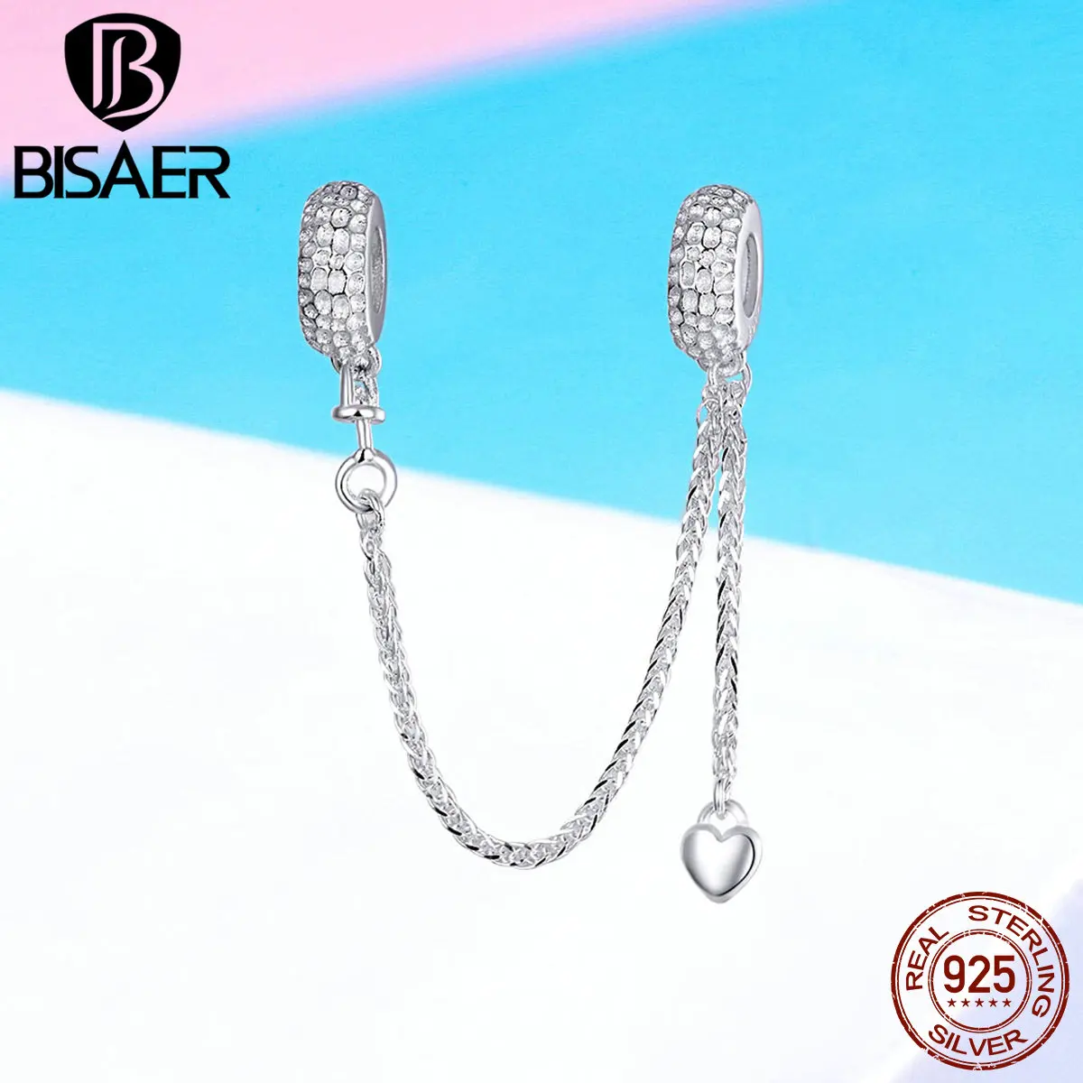 BISAER Safety Chain 925 Sterling Silver Heart Safety Chain Charms Beads fit Bracelets & Bangles Sterling Silver Jewelry ECC1112
BISAER Safety Chain 925 Sterling Silver Heart Safety Chain Charms Beads fit Bracelets & Bangles Sterling Silver Jewelry ECC1112