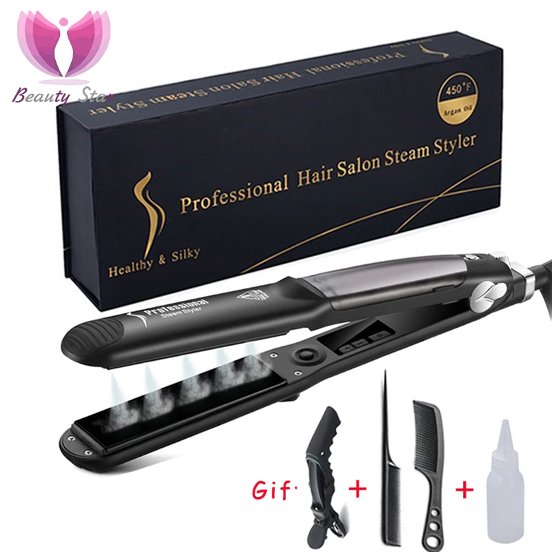 Professional Argan Oil Steam Hair Straightener Ceramic Steam Flat Iron 450F Straightening Irons Hair Straightener Styling Tools
Professional Argan Oil Steam Hair Straightener Ceramic Steam Flat Iron 450F Straightening Irons Hair Straightener Styling Tools