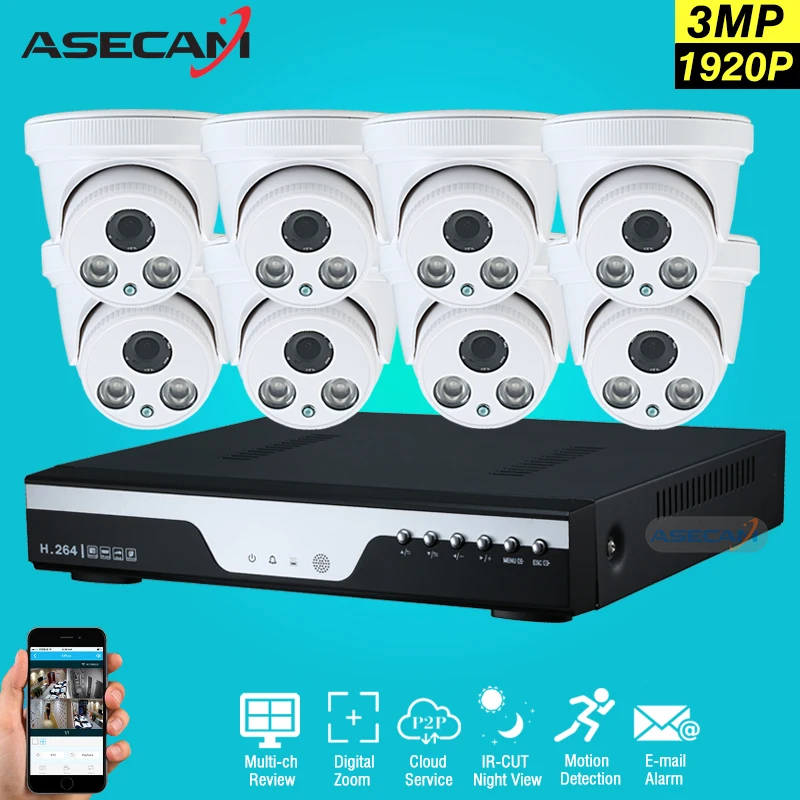 New 8ch HD 3MP Security Surveillance Kit Home DVR Video Recorder AHD Array Infrared indoor White Dome 1920P CCTV Camera System
New 8ch HD 3MP Security Surveillance Kit Home DVR Video Recorder AHD Array Infrared indoor White Dome 1920P CCTV Camera System