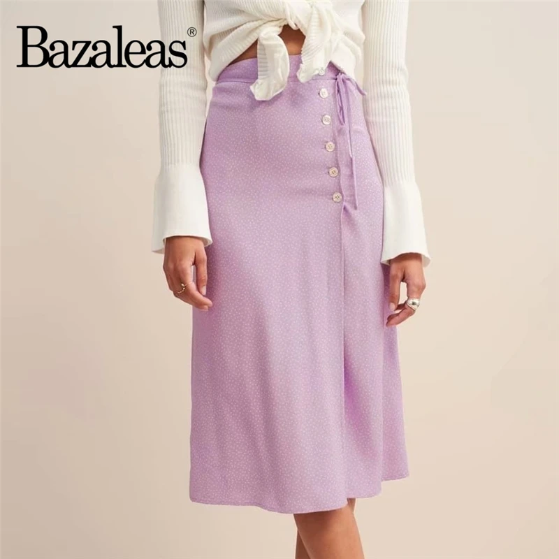 Bazaleas France Tie waist and buttons side Women High Waist Skirts Purple Mauve dot print wrap front midi skirt Casual Vintage
Bazaleas France Tie waist and buttons side Women High Waist Skirts Purple Mauve dot print wrap front midi skirt Casual Vintage