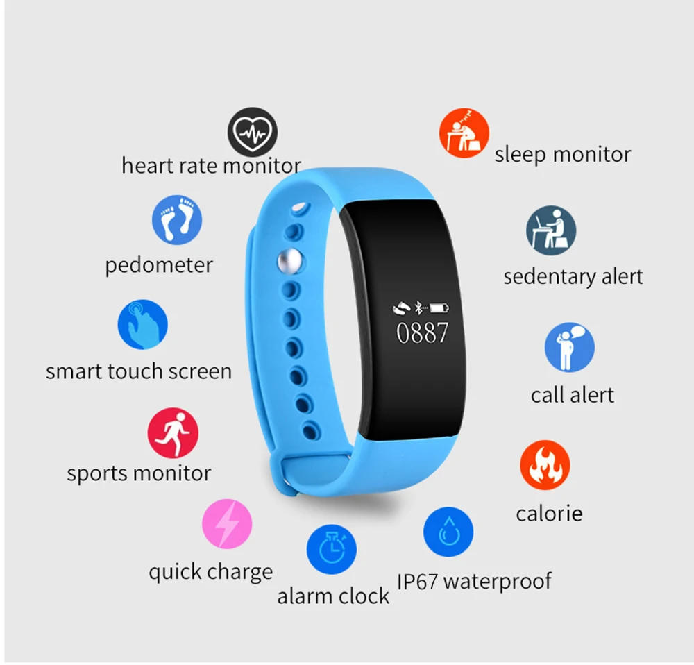 V66 Heart Rate Monitor Smart Wristband Anti-lost Sedentary Remind Bracelet