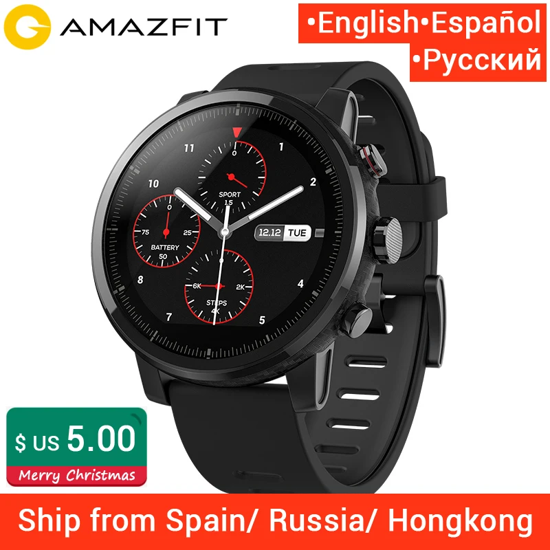 Huami Amazfit 2 Amazfit Stratos Pace 2 Smart Watch Men with GPS Xiaomi Watches PPG Heart Rate Monitor 5ATM Waterproof