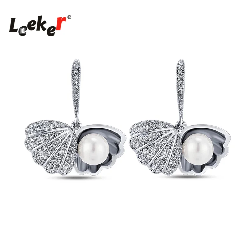 LEEKER Crystal Shell Earrings For Women Rose Gold Silver Color Bridal Drop Pearl Earring Wedding Jewelry LK8
LEEKER Crystal Shell Earrings For Women Rose Gold Silver Color Bridal Drop Pearl Earring Wedding Jewelry LK8