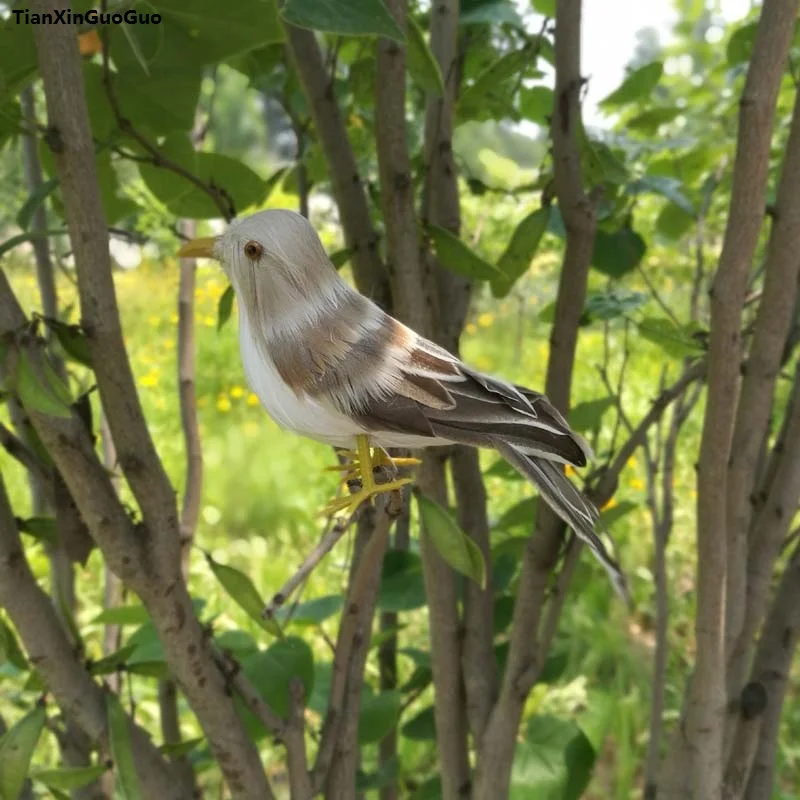 

about 12cm simulation bird hard model prop polyethylene&gray feathers bird,handicraft home garden decoration gift s1072