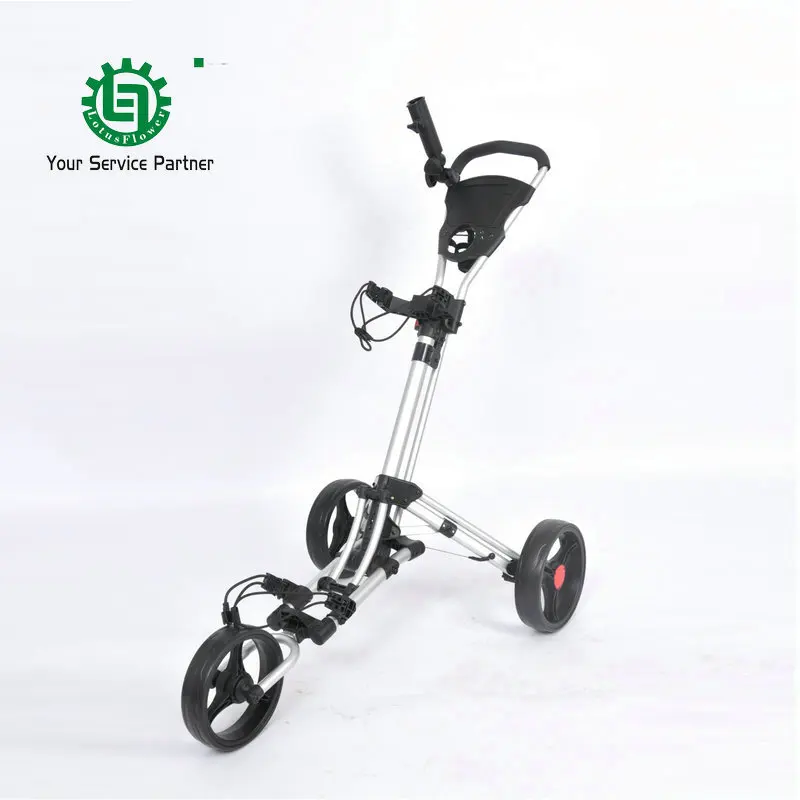 Image Brand New High quality Aluminum 3 wheel Golf push trolley Quick Easily Fold Golf push cart with Footbrake System Golf push buggy