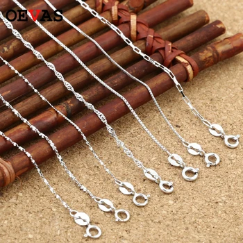 OEVAS Solid 925 Sterling Silver Box Chain For Women 40/45cm Clavicle Necklace Water -wave Chains Girls Silver Jewelry Wholesale
OEVAS Solid 925 Sterling Silver Box Chain For Women 40/45cm Clavicle Necklace Water -wave Chains Girls Silver Jewelry Wholesale