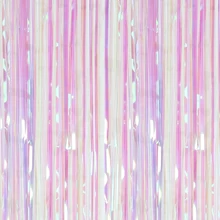 Iridescente 3ft x 8ft folha metálica franja cortinas para festa de aniversário arco-íris decoração casamento festa palco pano de fundo(China)