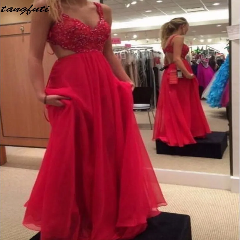 Sexy Evening Desses Long Appliques Beaded V Neck Backless Red Chiffon Evening Party Formal Evening Gowns 2017 vestido de festa
Sexy Evening Desses Long Appliques Beaded V Neck Backless Red Chiffon Evening Party Formal Evening Gowns 2017 vestido de festa