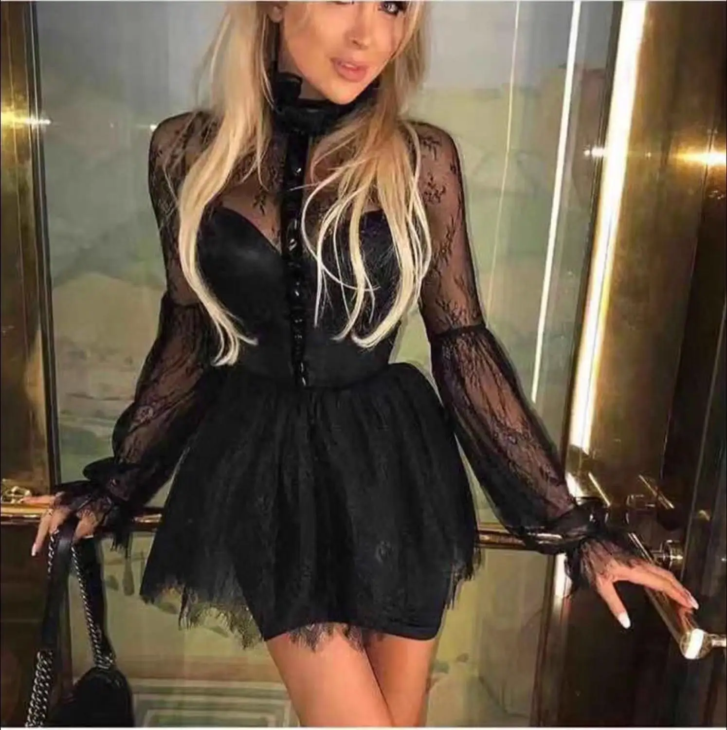 High Quality Sexy Long Sleeve Black Lace Bandage Dress 2019 Designer Fashion Party Dress Vestido
High Quality Sexy Long Sleeve Black Lace Bandage Dress 2019 Designer Fashion Party Dress Vestido