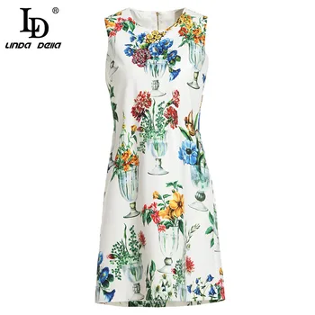 LD LINDA DELLA Fashion Runway Summer Dress Women's Sleeveless Elegant White Floral Print Crystal Beading Casual Short Dresses
LD LINDA DELLA Fashion Runway Summer Dress Women's Sleeveless Elegant White Floral Print Crystal Beading Casual Short Dresses