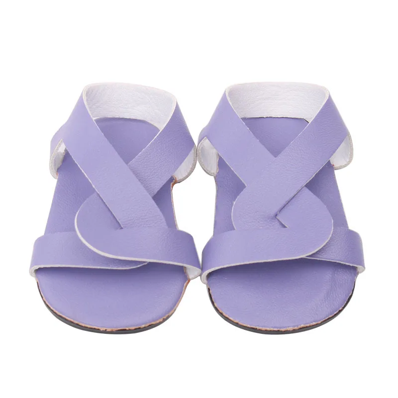Dolls shoes American Summer Sandal PU shoe baby toys fit 18 inch Girl and 43 cm baby doll accessories (19)