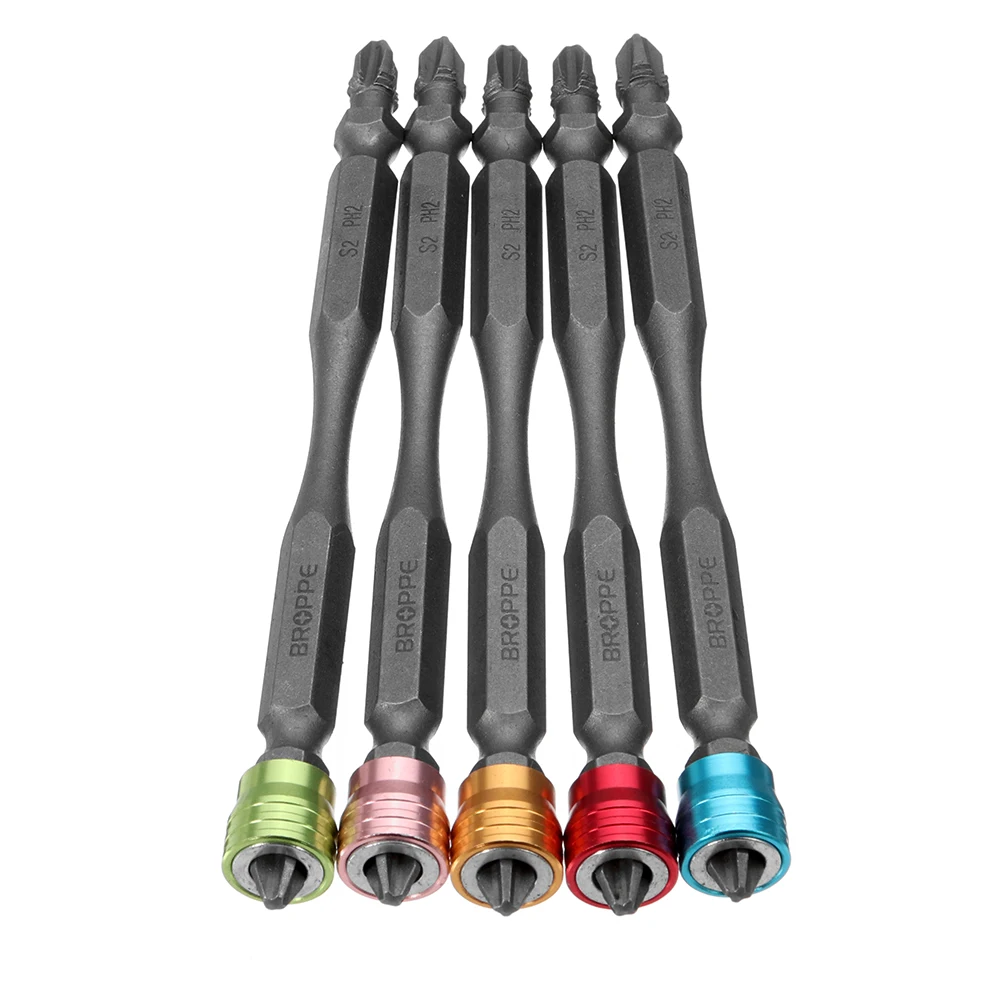 Broppe 5pcs 110mm PH2 Magnetic Screwdriver Bits Aluminum Ring 1/4 Inch Hex Shank Screwdriver
Broppe 5pcs 110mm PH2 Magnetic Screwdriver Bits Aluminum Ring 1/4 Inch Hex Shank Screwdriver