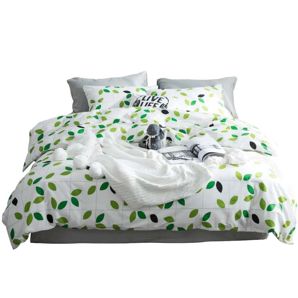 100% cotton The leaves bedding set Green leaf pattern duvet cover king size 4pcs set
100% cotton The leaves bedding set Green leaf pattern duvet cover king size 4pcs set