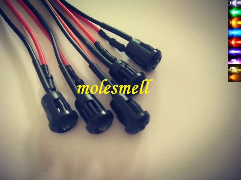 5pcs 3mm 5V DC Pre-Wired water clear round LED + Bezel Holder Light Lamp red yellow blue green white orange uv pink warm white
5pcs 3mm 5V DC Pre-Wired water clear round LED + Bezel Holder Light Lamp red yellow blue green white orange uv pink warm white