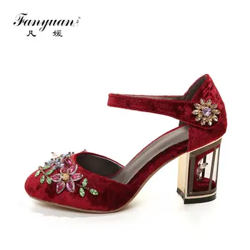 FanyuanLuxury Rhinestone Jeweled Block Heel Pumps Women Ankle strap Beaded Embroidery Chunky High Heel Shoes Woman Wedding pumps
FanyuanLuxury Rhinestone Jeweled Block Heel Pumps Women Ankle strap Beaded Embroidery Chunky High Heel Shoes Woman Wedding pumps