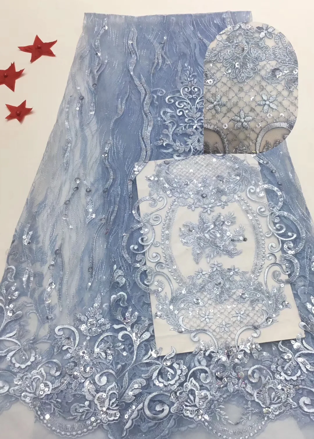 African wedding lace lace, sequined lace dress fabric, royal white French lace fabric T33071
African wedding lace lace, sequined lace dress fabric, royal white French lace fabric T33071