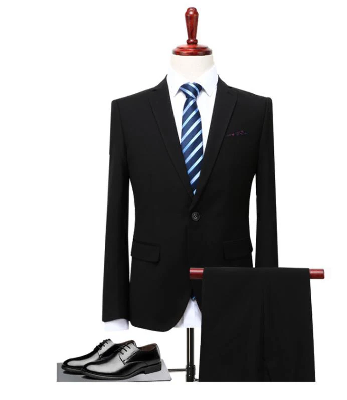 (Giacca + Pantaloni Maglia) 3 Pezzi Vestito Da Uomo Slim Fit Usura деловой мужской формальный костюм Abito Nero Sposa