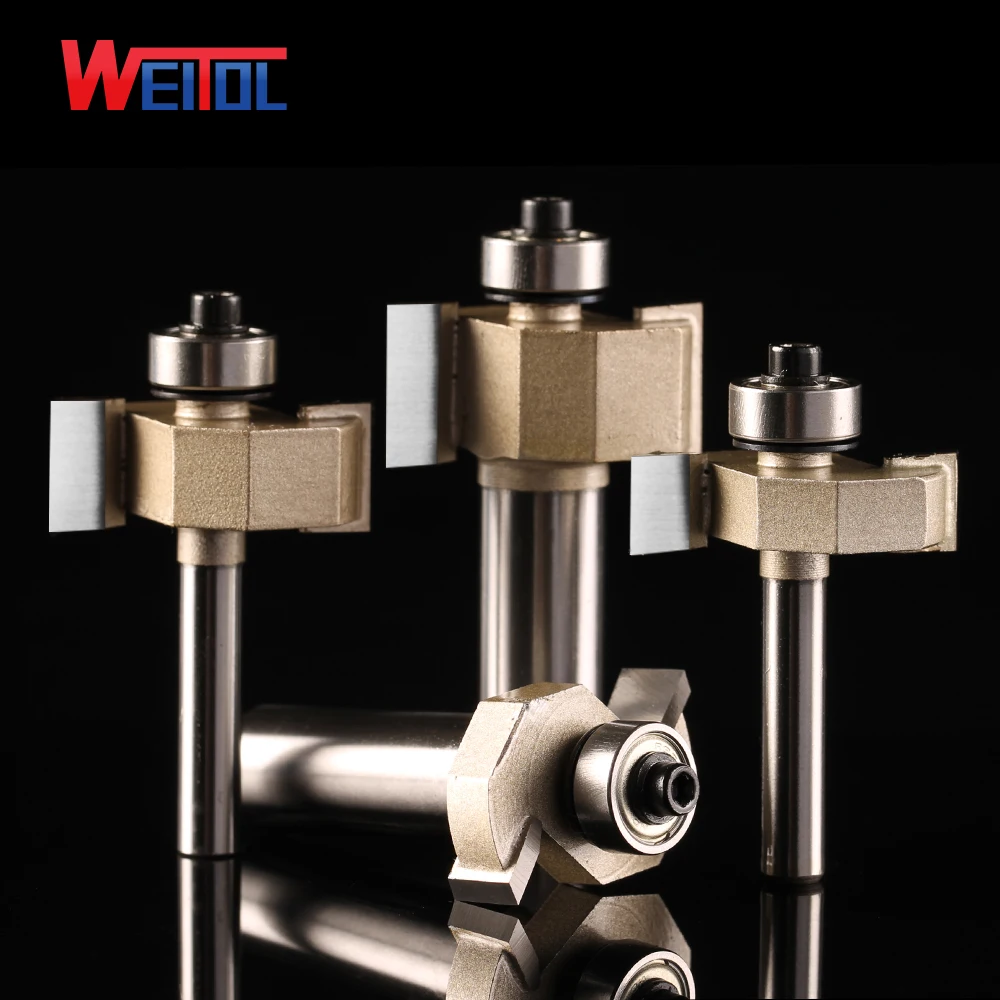 Weitol 1pcs 1/2 inch carbide T type cutter with bearing wood router bit CNC engraving tool for woodworking | Инструменты