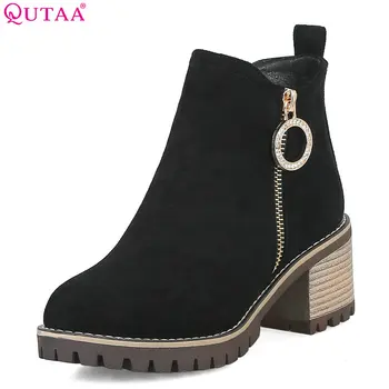 QUTAA 2019 Women Ankle Boots Cow Suede Fashion Zipper Winter Boots Platform Square High Heel Women Boots Big Size 34-43
QUTAA 2019 Women Ankle Boots Cow Suede Fashion Zipper Winter Boots Platform Square High Heel Women Boots Big Size 34-43